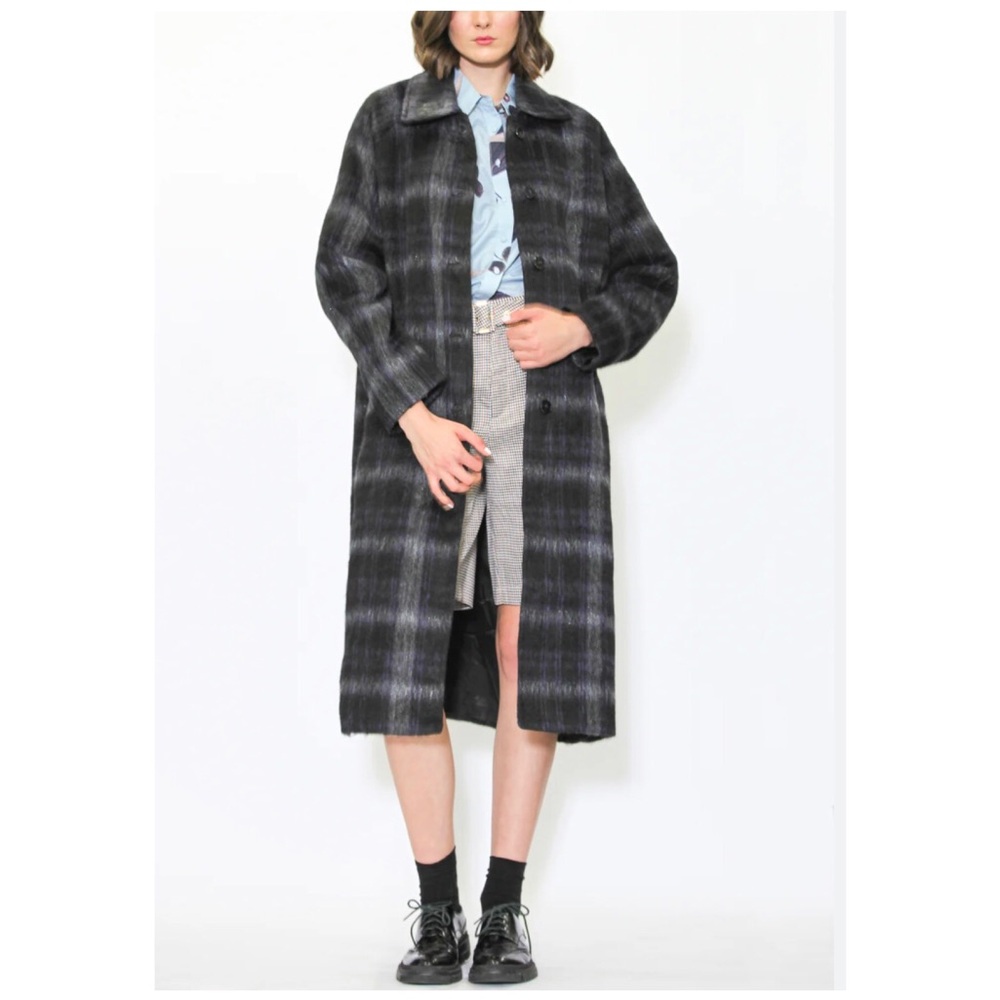 Cyrus black & gray plaid coat
